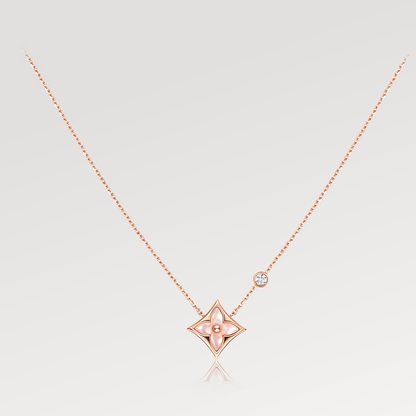 [⭐⭐JeweliWhal]STAR PINK MOP 1 DIAMOND PINK GOLD NECKLACE