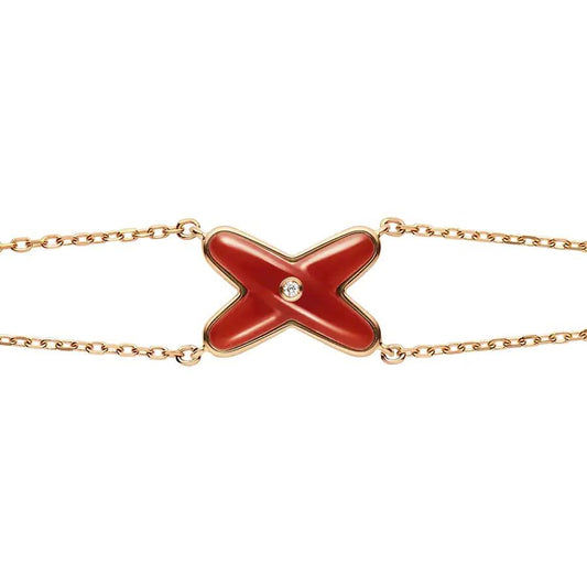 [⭐⭐JeweliWhal]JEUX BRACELET CARNELIAN PINK GOLD 1 DIAMOND