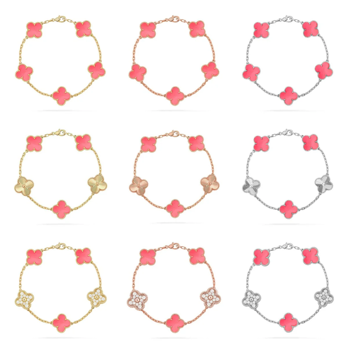 [⭐⭐JeweliWhal] CLOVER 5 MOTIFS  PINK MOP BRACELET COLLECTION