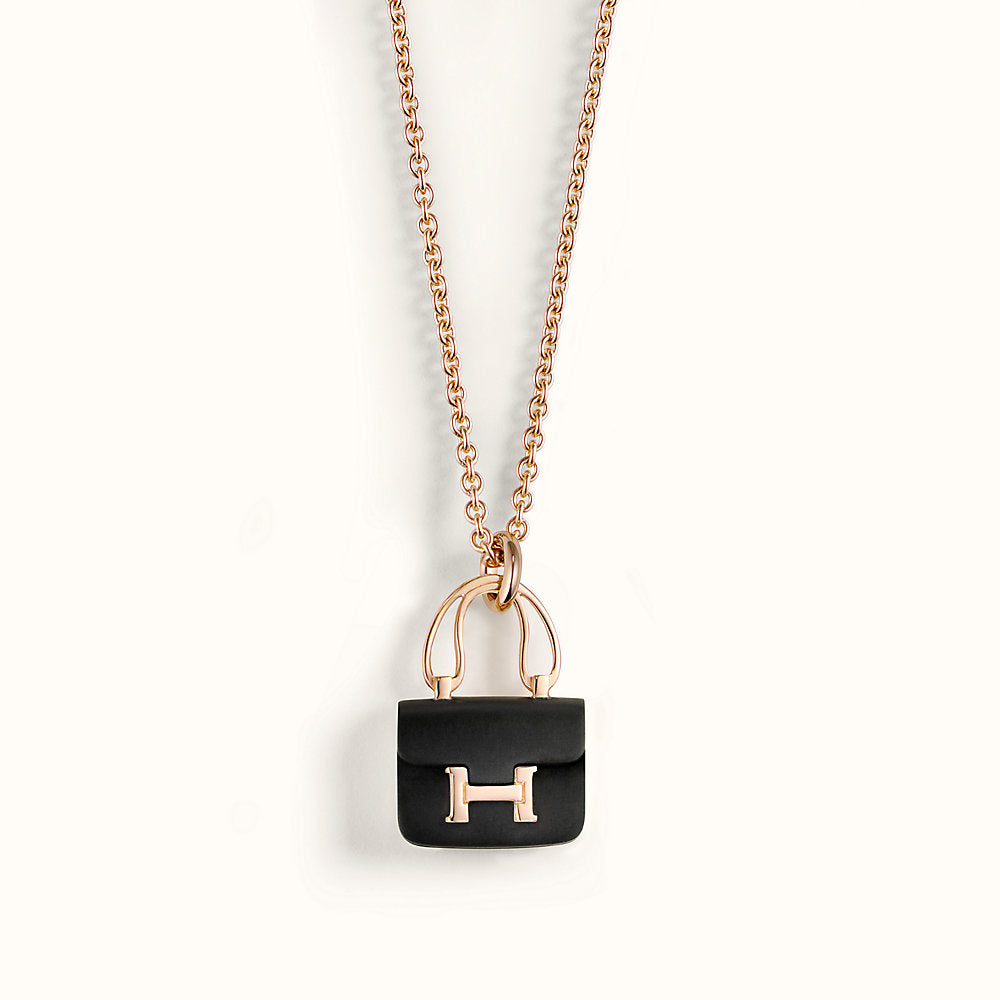 [⭐⭐JeweliWhal]CONSTANCE BLACK PEDANT PINK GOLD NECKLACE
