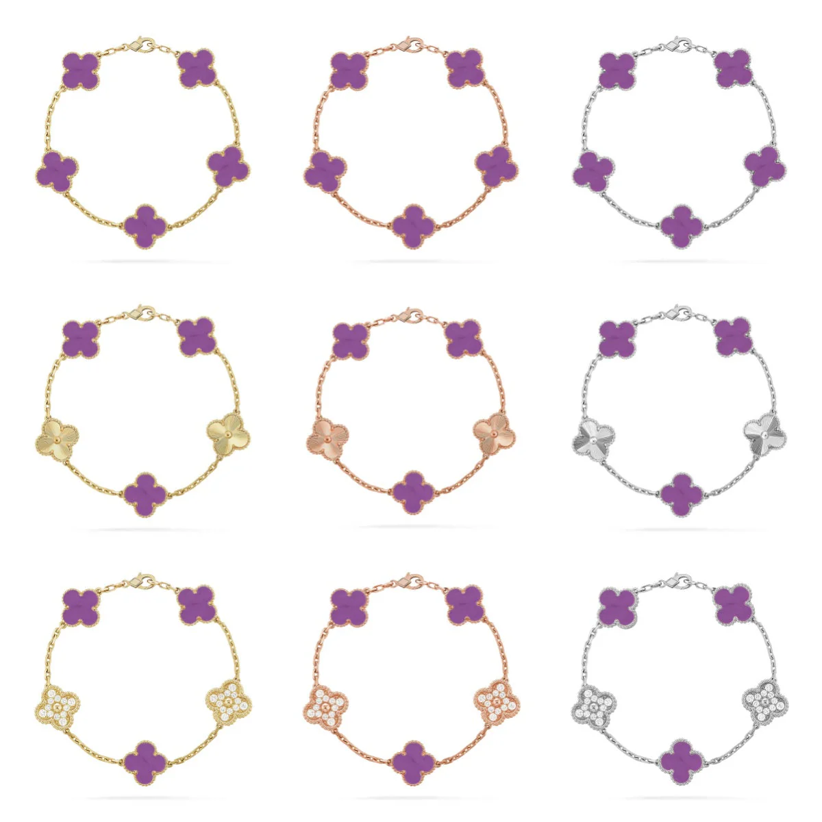 [⭐⭐JeweliWhal] CLOVER 5 MOTIF VIOLET BRACELET COLLECTION