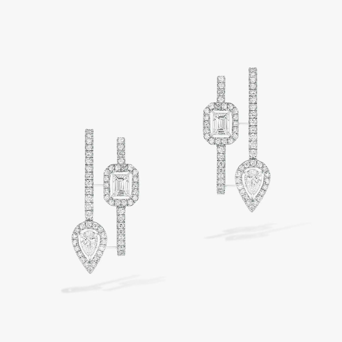 [⭐⭐JeweliWhal]CREOLES MY TWIN 2 RANGS SILVER DIAMOND EARRINGS