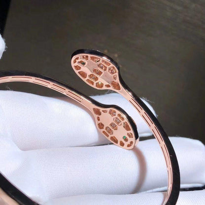 [⭐⭐JeweliWhal]SERPENTI BRACELET PINK GOLD MALACHITE DIAMOND DOUBLE SNAKE