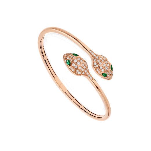 [⭐⭐JeweliWhal]SERPENTI BRACELET PINK GOLD MALACHITE DIAMOND DOUBLE SNAKE