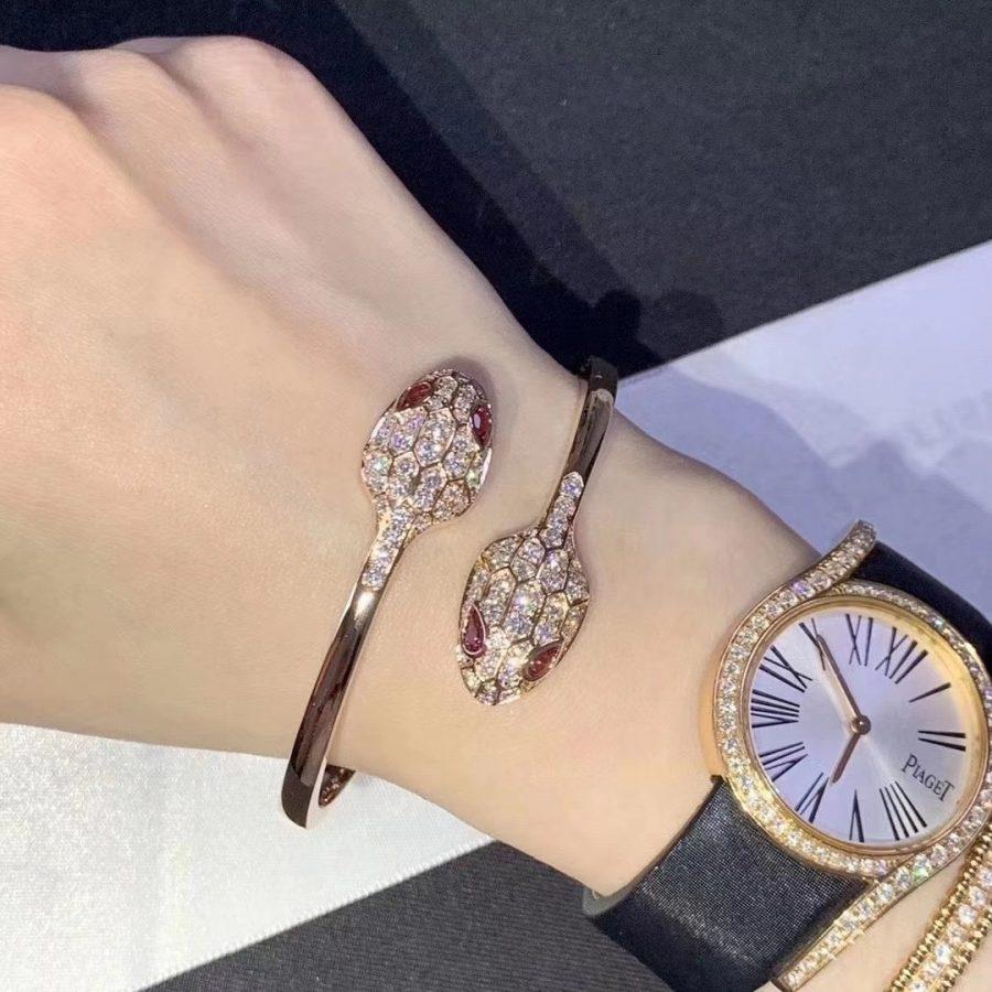 [⭐⭐JeweliWhal]SERPENTI BRACELET PINK GOLD DIAMOND DOUBLE SNAKE