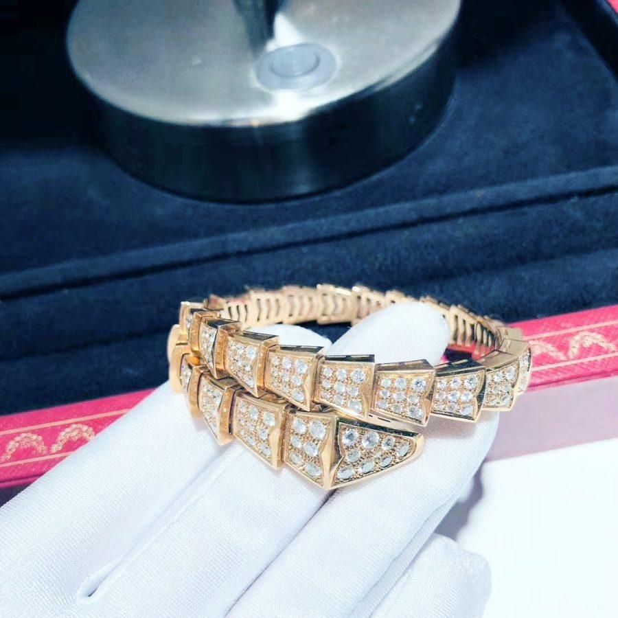 [⭐⭐JeweliWhal]SERPENTI BRACELET 8MM PINK GOLD DIAMOND