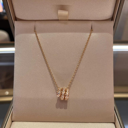 [⭐⭐JeweliWhal]SERPENTI PINK GOLD NECKLACE DOUBLE RING DIAMOND