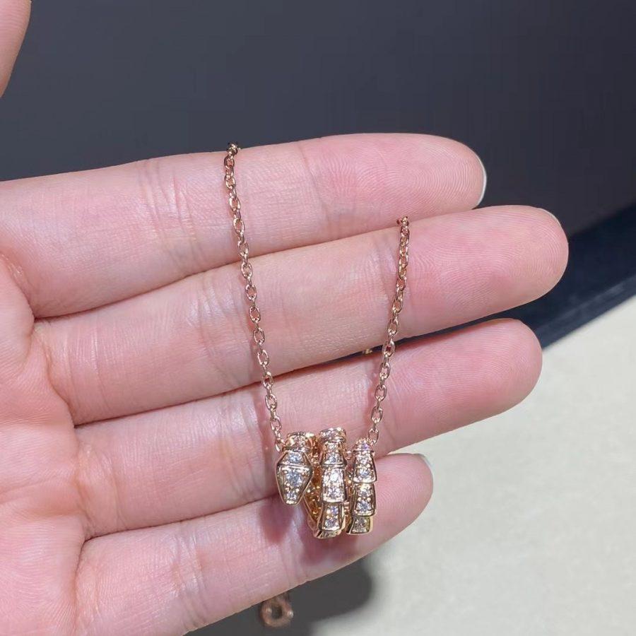 [⭐⭐JeweliWhal]SERPENTI PINK GOLD NECKLACE DOUBLE RING DIAMOND