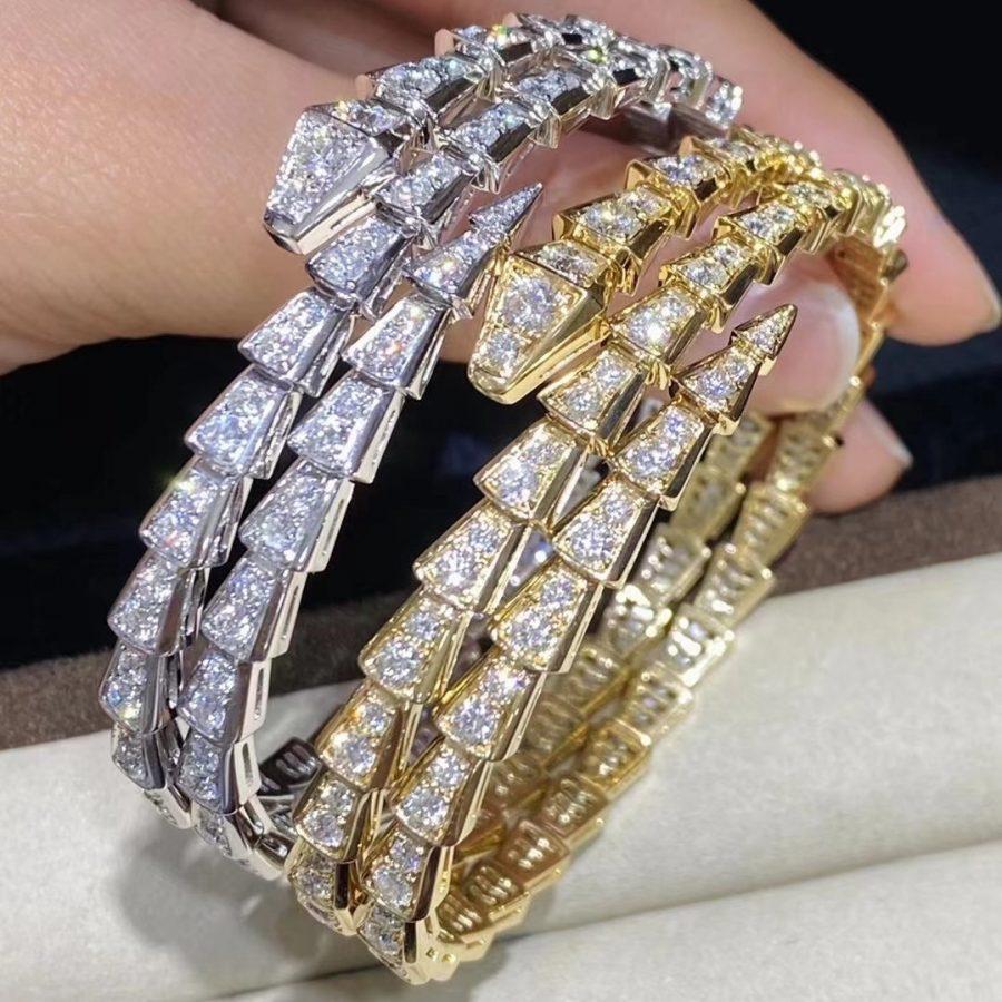 [⭐⭐JeweliWhal]SERPENTI BRACELET GOLD DIAMOND DOUBLE ROW