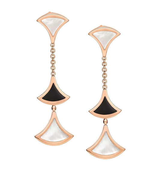 [⭐⭐JeweliWhal]DREAM EARRINGS 3 MOTIFS ONYX MOP PINK GOLD
