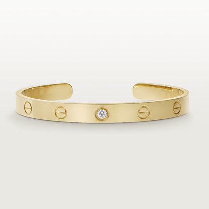 [⭐⭐JeweliWhal]LOVE ブレスレット 6.1mm 1ダイヤモンド オープンカフ