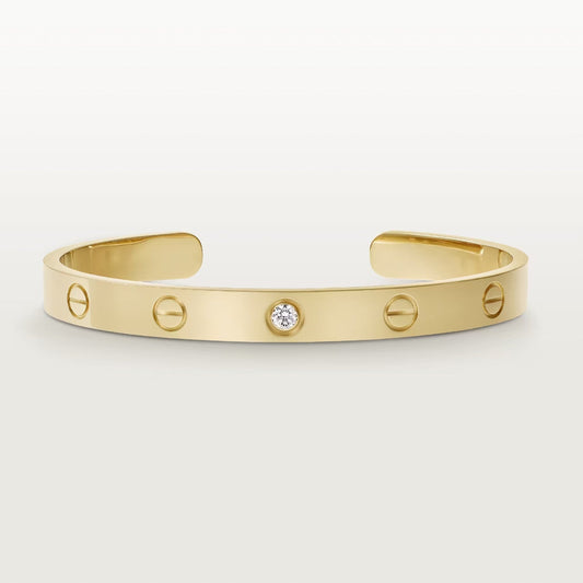 [⭐⭐JeweliWhal]LOVE BRACELET 6.1MM 1 DIAMOND OPEN CUFF