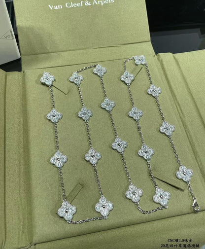 [⭐⭐JeweliWhal]CLOVER 20 MOTIFS FULL-DIAMOND NECKLACE