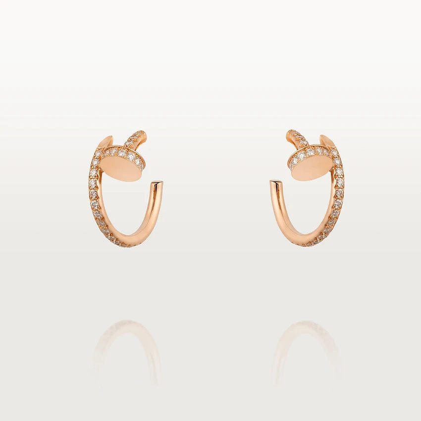 [⭐⭐JeweliWhal]JUSTE EARRINGS 12.75MM PINK GOLD DIAMOND