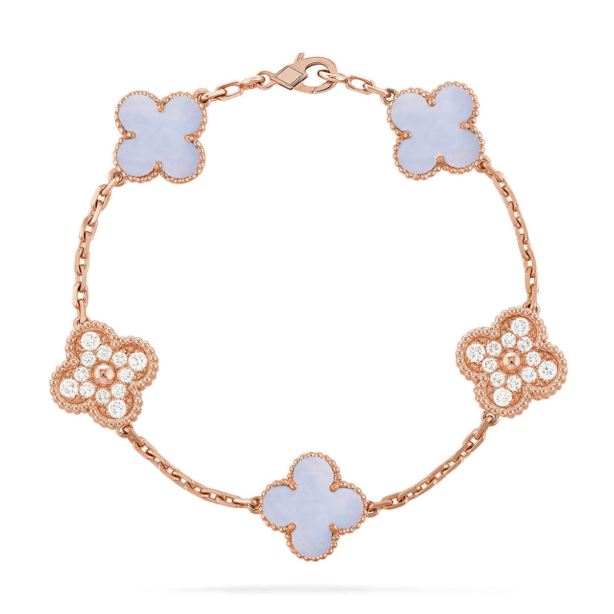 [⭐⭐JeweliWhal] CLOVER 5 MOTIF PURPLE CHALCEDONY BRACELET COLLECTION