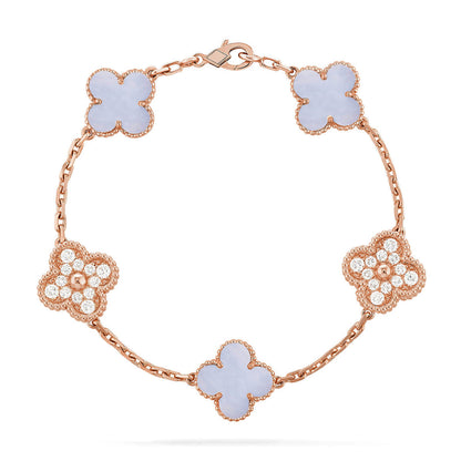 [⭐⭐JeweliWhal] CLOVER 5 MOTIF PURPLE CHALCEDONY BRACELET COLLECTION