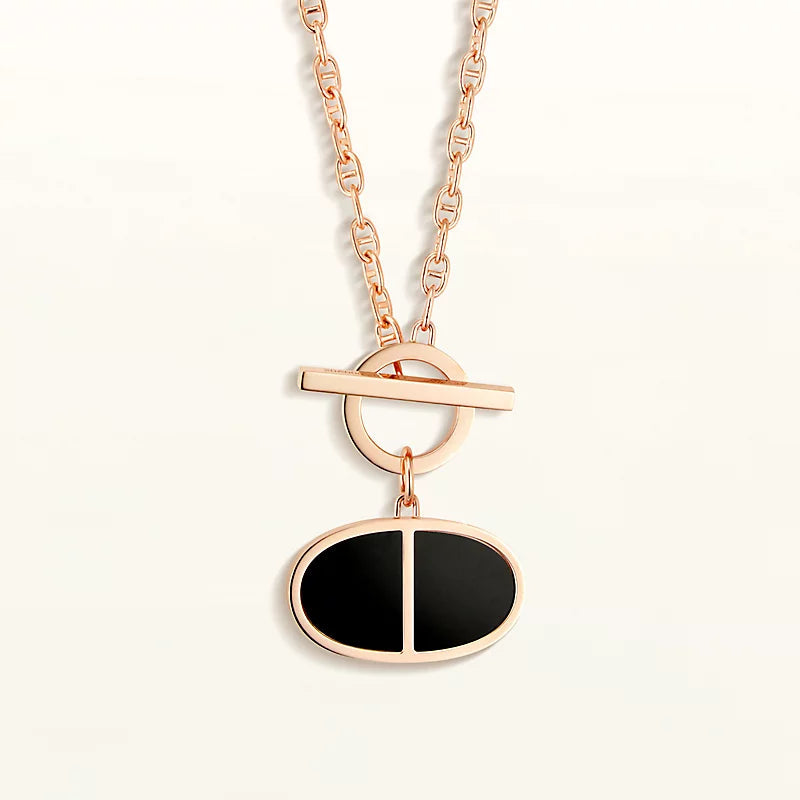 [⭐⭐JeweliWhal]CHAINE VERSO BLACK CERAMIC NECKLACE