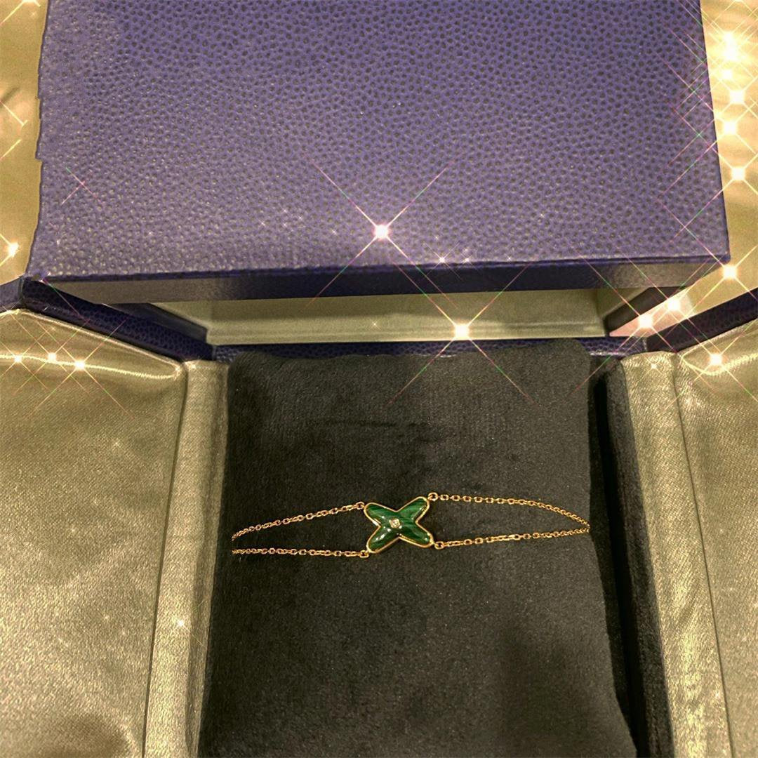 [⭐⭐JeweliWhal]JEUX BRACELET MALACHITE PINK GOLD 1 DIAMOND