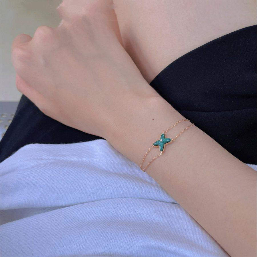 [⭐⭐JeweliWhal]JEUX BRACELET MALACHITE PINK GOLD 1 DIAMOND