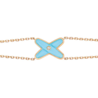 [⭐⭐JeweliWhal]JEUX BRACELET TURQUOISE PINK GOLD 1 DIAMOND