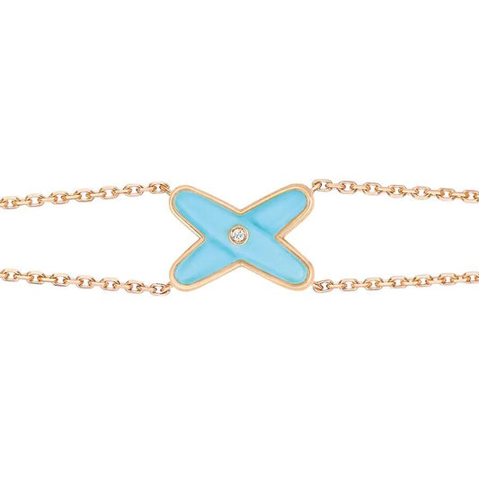 [⭐⭐JeweliWhal]JEUX BRACELET TURQUOISE PINK GOLD 1 DIAMOND