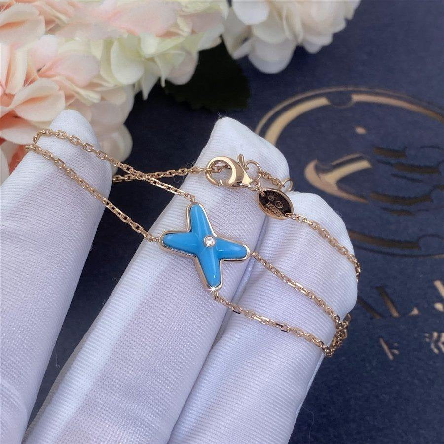 [⭐⭐JeweliWhal]JEUX BRACELET TURQUOISE PINK GOLD 1 DIAMOND