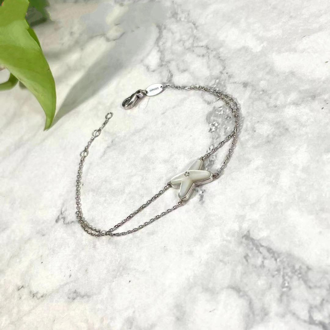 [⭐⭐JeweliWhal]JEUX BRACELET WHITE MOP SILVER 1 DIAMOND