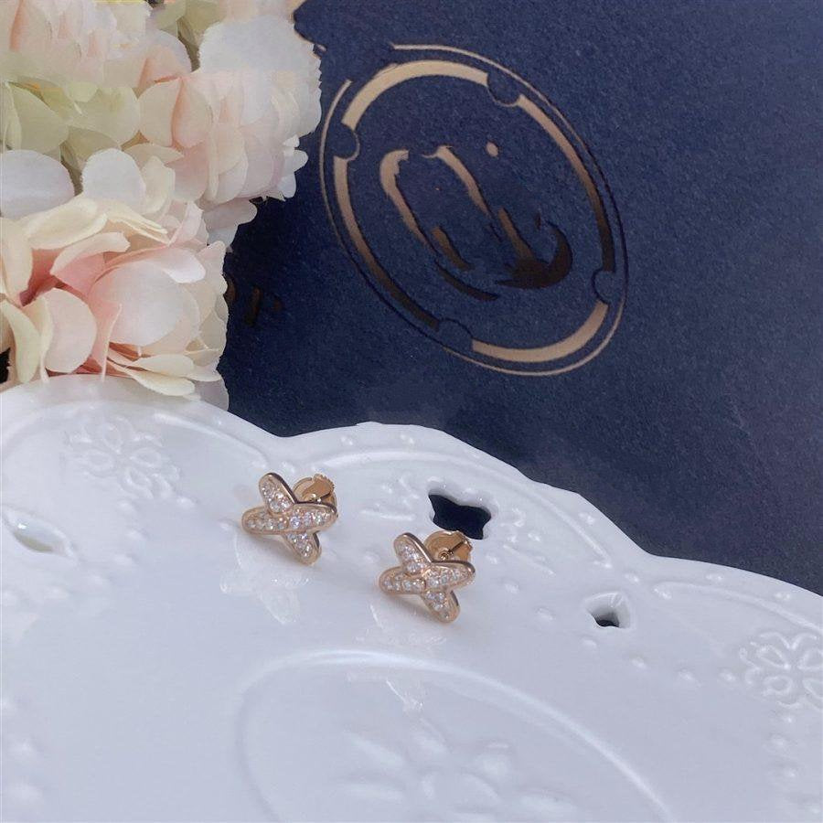 [⭐⭐JeweliWhal]JEUX DE PINK GOLD DIAMOND EARRINGS