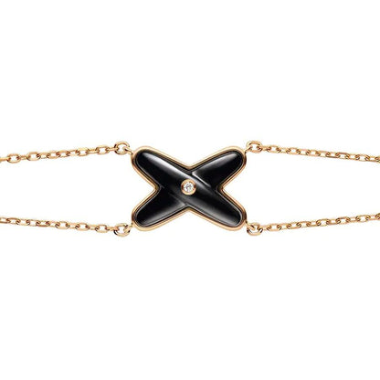 [⭐⭐JeweliWhal]JEUX BRACELET ONYX PINK GOLD 1 DIAMOND