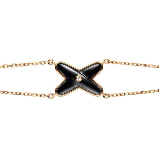 [⭐⭐JeweliWhal]JEUX BRACELET ONYX PINK GOLD 1 DIAMOND