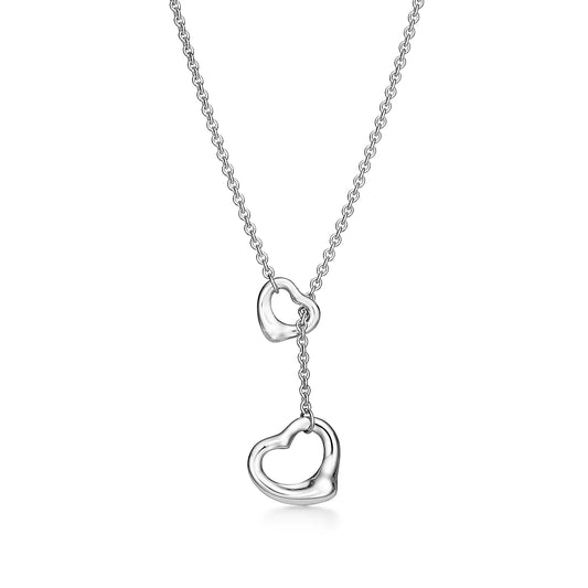 [⭐JeweliWhal]OPEN HEART LARIAT NECKLACE SILVER