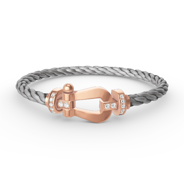 [⭐⭐JeweliWhal]FORCE LARGE HORSESHOE HALF DIAMOND BRACELET ROSE GOLD