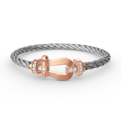 [⭐⭐JeweliWhal]FORCE LARGE HORSESHOE HALF DIAMOND BRACELET ROSE GOLD