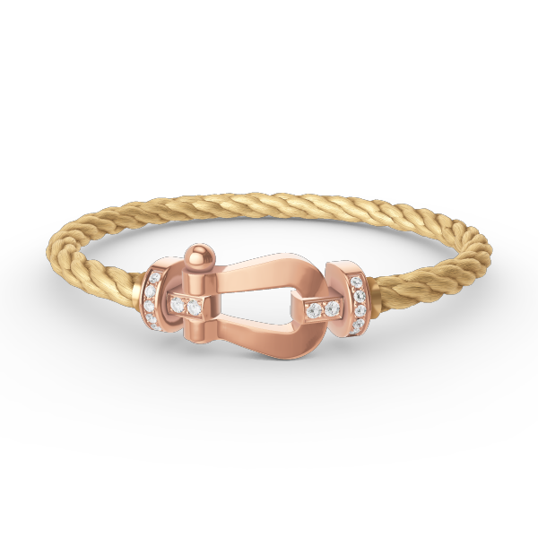 [⭐⭐JeweliWhal]FORCE LARGE HORSESHOE HALF DIAMOND BRACELET ROSE GOLD