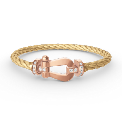 [⭐⭐JeweliWhal]FORCE LARGE HORSESHOE HALF DIAMOND BRACELET ROSE GOLD
