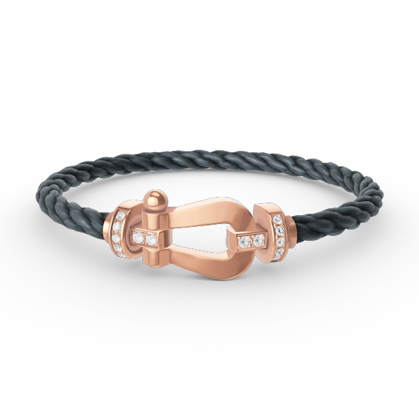 [⭐⭐JeweliWhal]FORCE LARGE HORSESHOE HALF DIAMOND BRACELET ROSE GOLD
