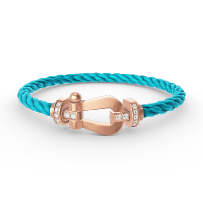 [⭐⭐JeweliWhal]FORCE LARGE HORSESHOE HALF DIAMOND BRACELET ROSE GOLD