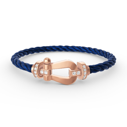 [⭐⭐JeweliWhal]FORCE LARGE HORSESHOE HALF DIAMOND BRACELET ROSE GOLD