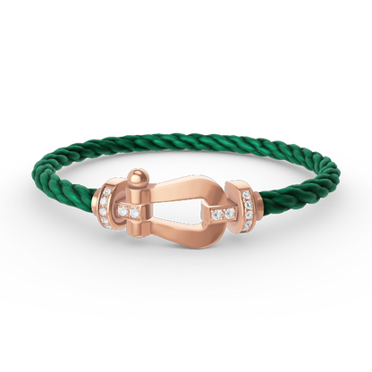 [⭐⭐JeweliWhal]FORCE LARGE HORSESHOE HALF DIAMOND BRACELET ROSE GOLD