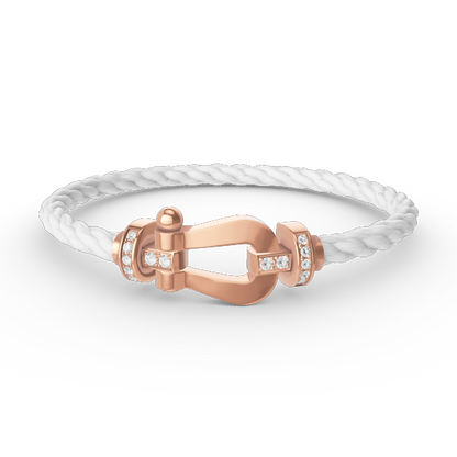 [⭐⭐JeweliWhal]FORCE LARGE HORSESHOE HALF DIAMOND BRACELET ROSE GOLD
