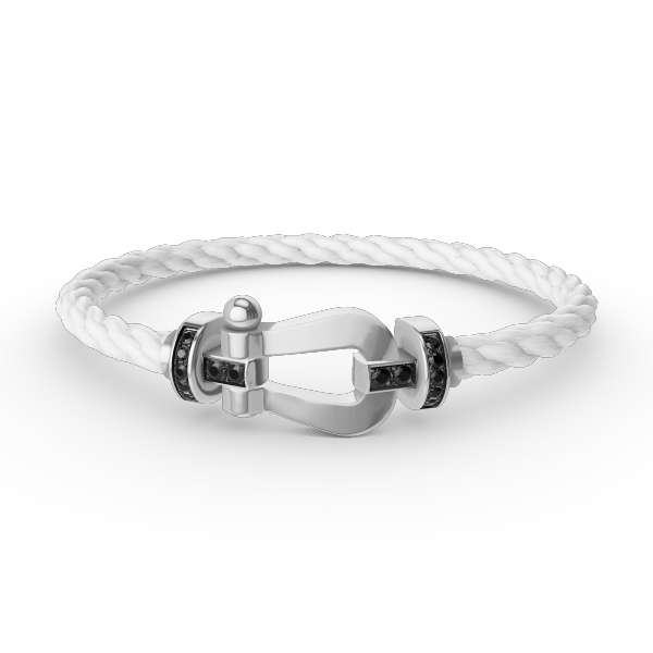 [⭐⭐JeweliWhal]FORCE LARGE HORSESHOE BLACK DIAMOND BRACELET SILVER