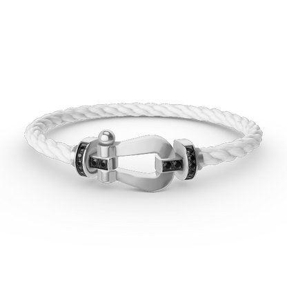 [⭐⭐JeweliWhal]FORCE LARGE HORSESHOE BLACK DIAMOND BRACELET SILVER