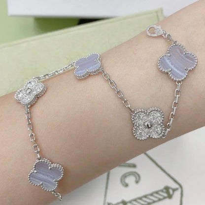 [⭐⭐JeweliWhal] CLOVER 5 MOTIF PURPLE CHALCEDONY BRACELET COLLECTION