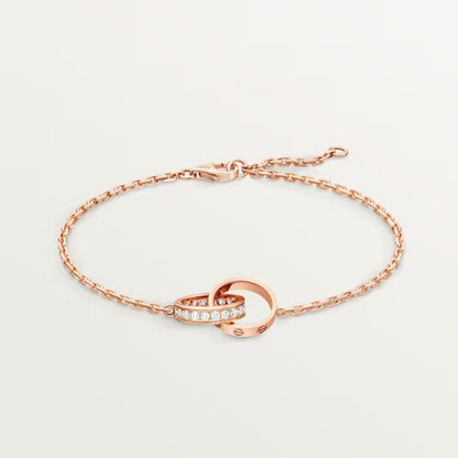 [⭐⭐JeweliWhal]LOVE DOUBLE RING HALF DIAMOND BRACELET