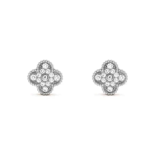 [⭐⭐JeweliWhal]CLOVER 1 MOTIFS DIAMOND STUD EARRINGS SILVER
