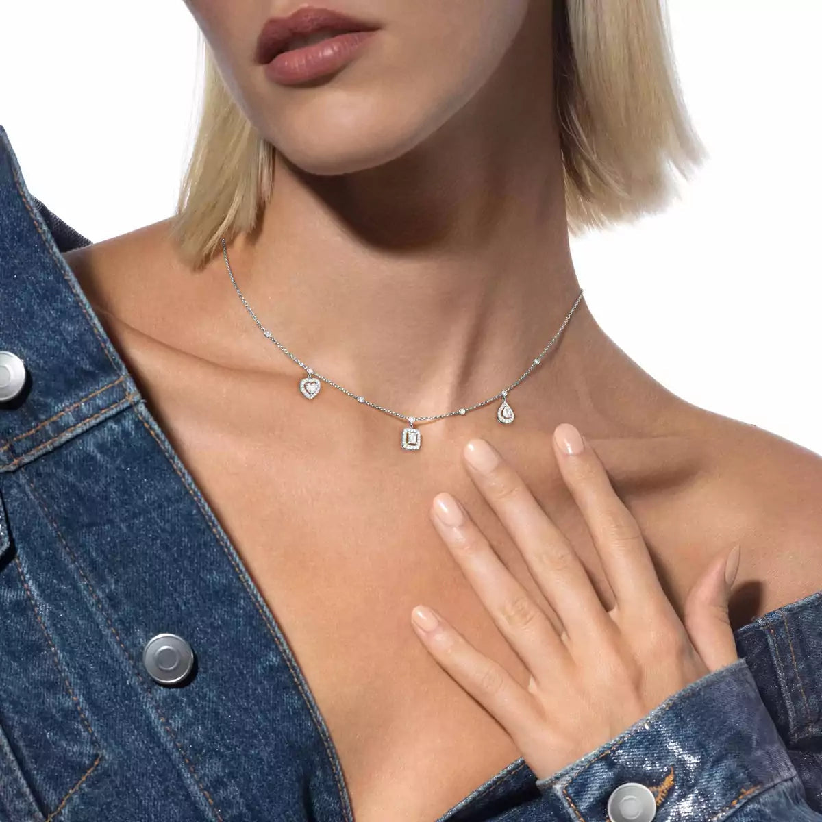 [⭐⭐JeweliWhal]My Twin Diamond Necklace in Silver