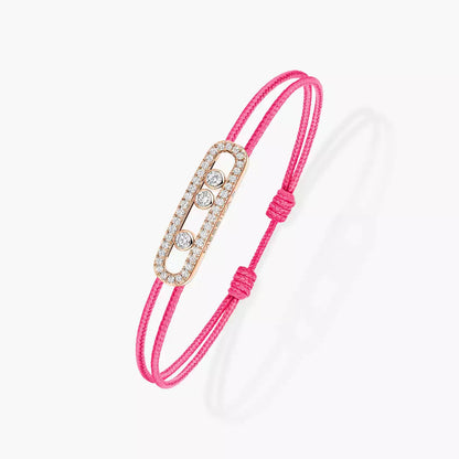 [⭐⭐JeweliWhal]メシカ Care(s) ピンクコード パヴェブレスレット