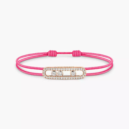 [⭐⭐JeweliWhal]メシカ Care(s) ピンクコード パヴェブレスレット