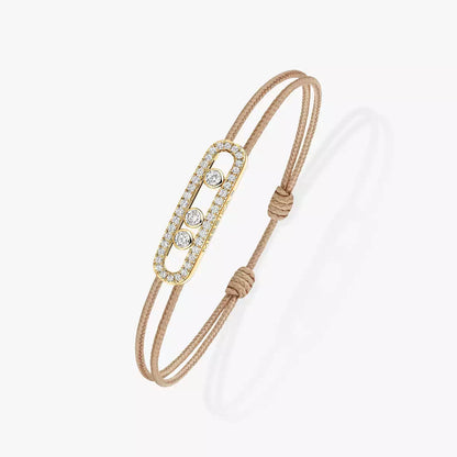 [⭐⭐JeweliWhal]メシカ Care(s) ピンクコード パヴェブレスレット