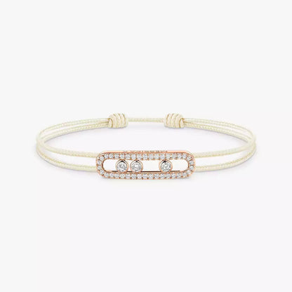 [⭐⭐JeweliWhal]メシカ Care(s) ピンクコード パヴェブレスレット